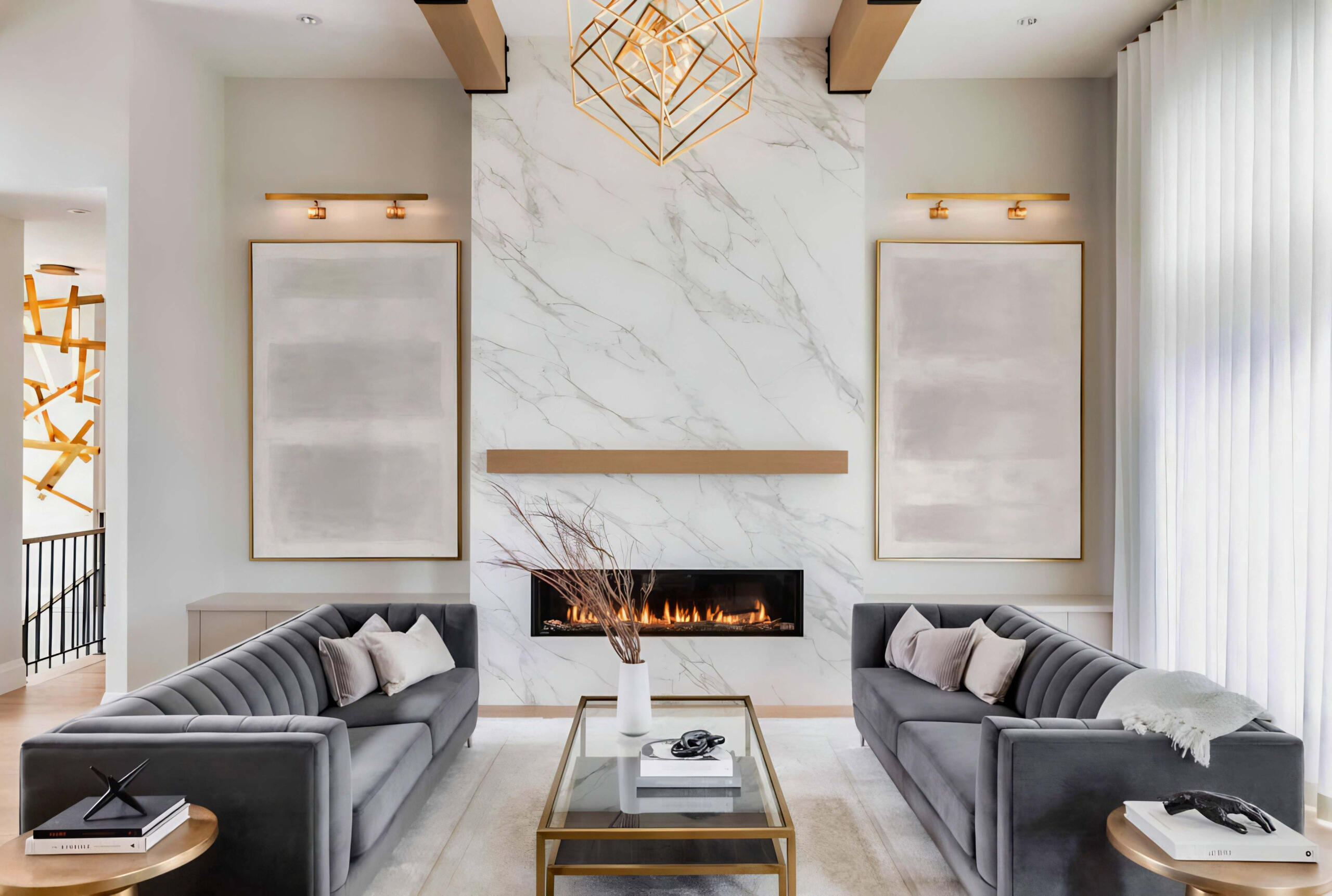 Residential Client, Stone Fireplace in Ontario. Stone Slab in Marble.